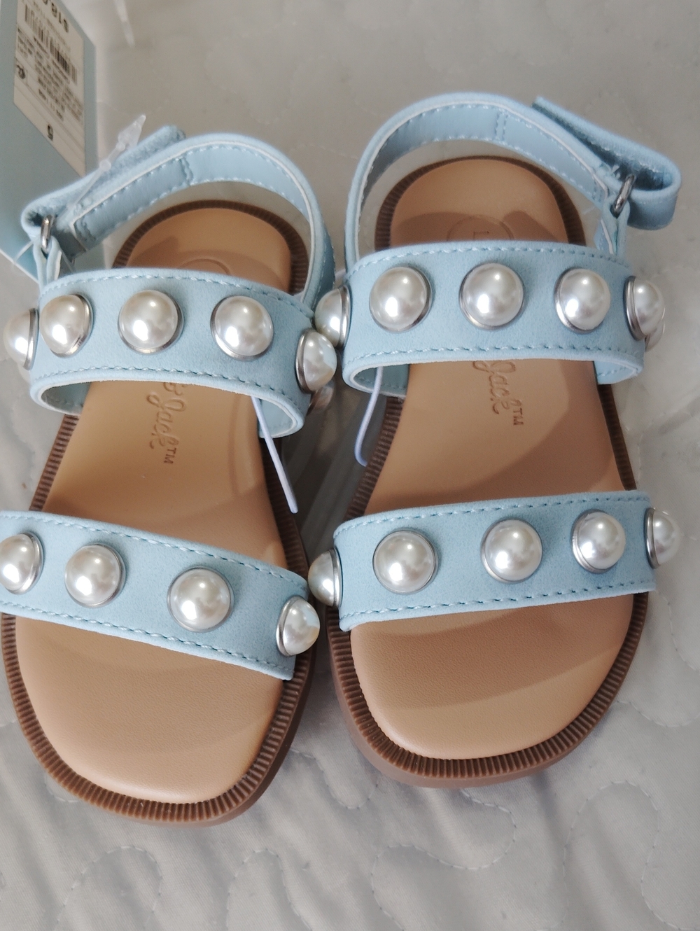 NWT Cat & Jack Toddler Girl Selene Pearl Sandals Blue Size 5 (Toddler)
